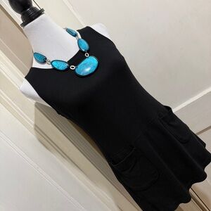 Forever Knit Black Smock Sleeveless Too with Pockets Womens Small